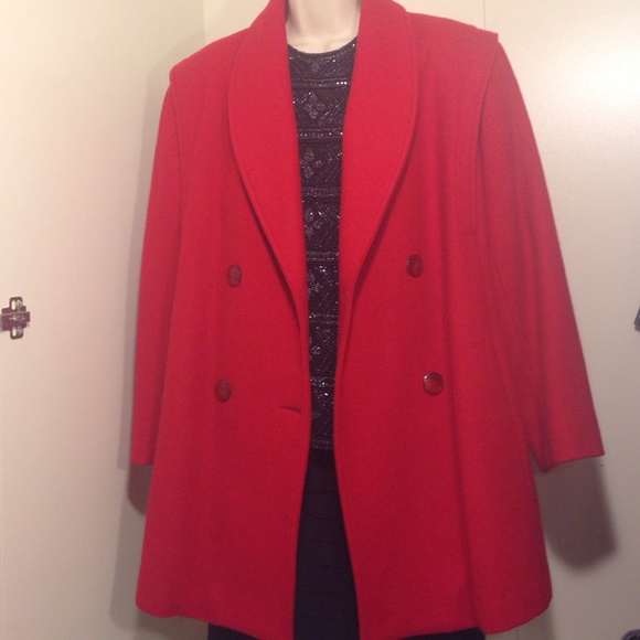 RED SAG HARBOR WOOL COAT - Picture 1 of 3